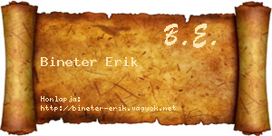 Bineter Erik névjegykártya